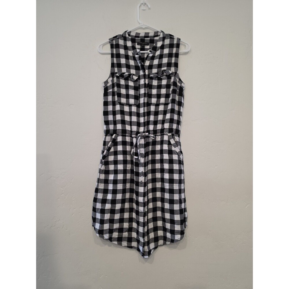 Banana Republic Factory Black Gingham Sleeveless Button Front Dress size 4